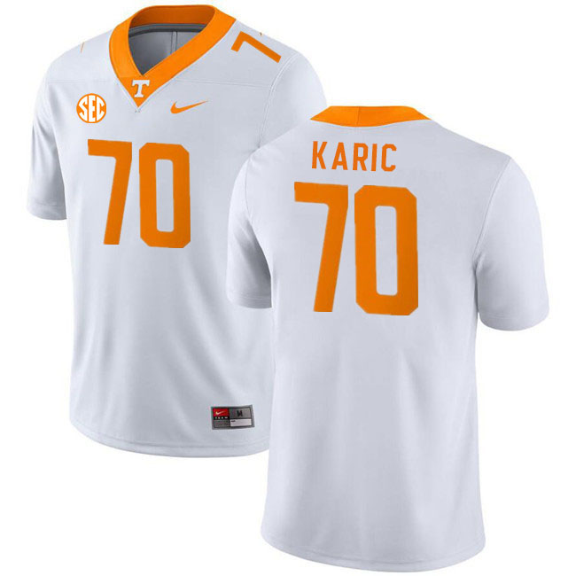 Men #70 Andrej Karic Tennessee Volunteers College Football Jerseys Stitched Sale-White - Click Image to Close